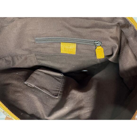 Gucci GG Canvas Web Sherry Line Tote Bag - Yellow & Brown Handle - Picture 16 of 16